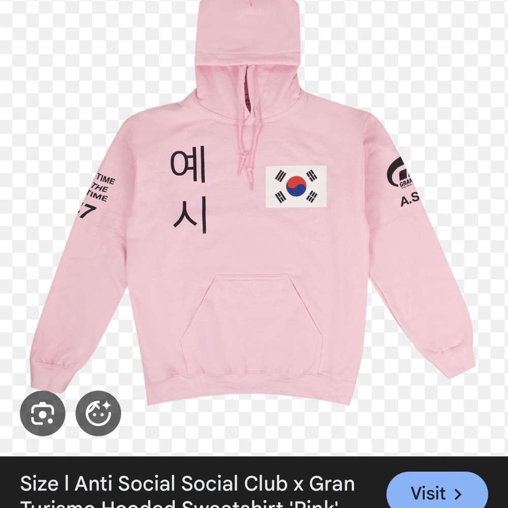 Anti Social Social Club Light Pink Hoodie with Korean Flag